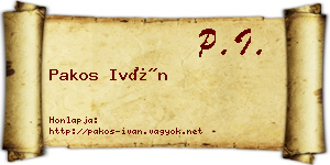 Pakos Iván névjegykártya
